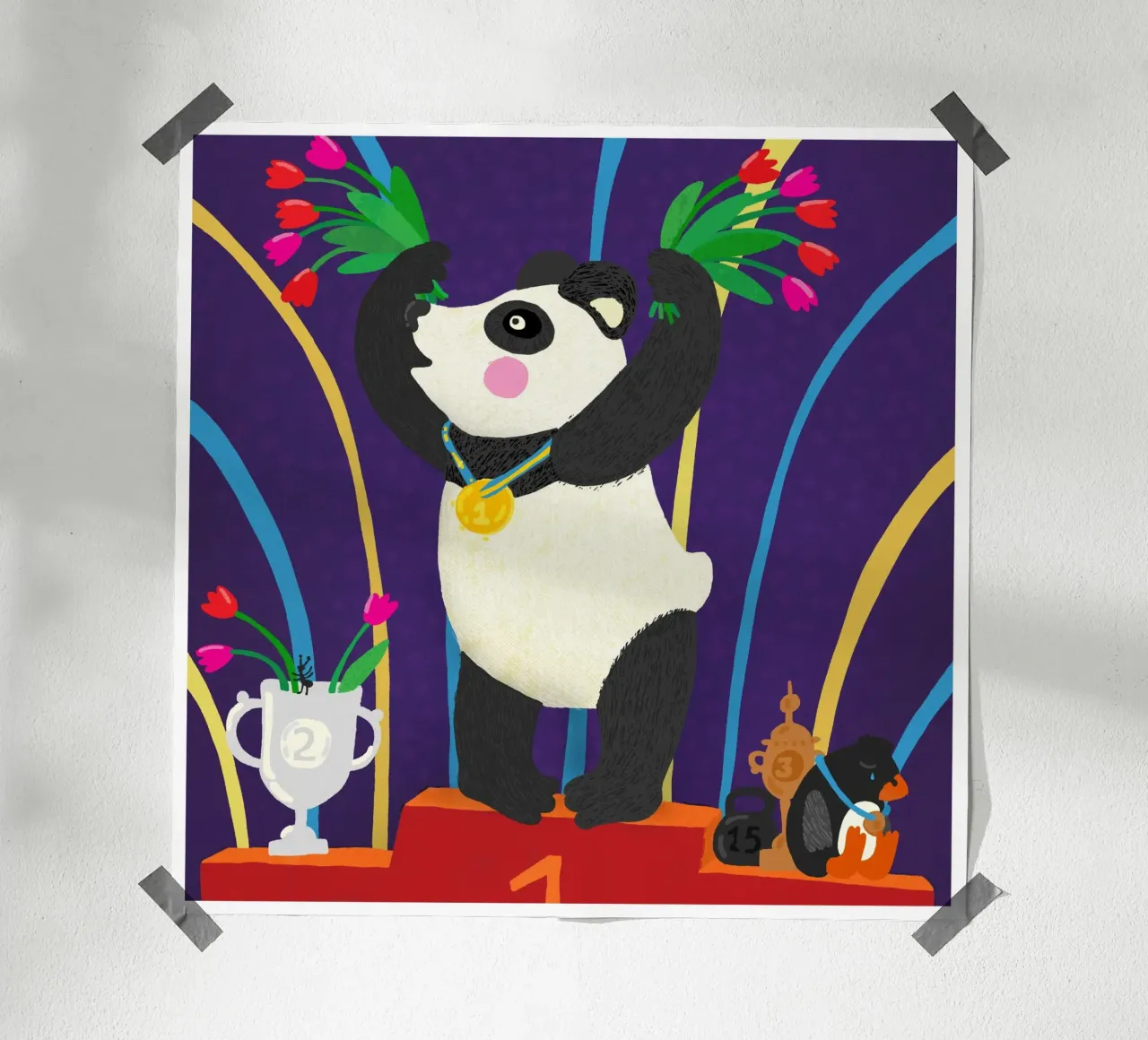 Forte come un orso poster con telaio in legno da Lidia Blomgren