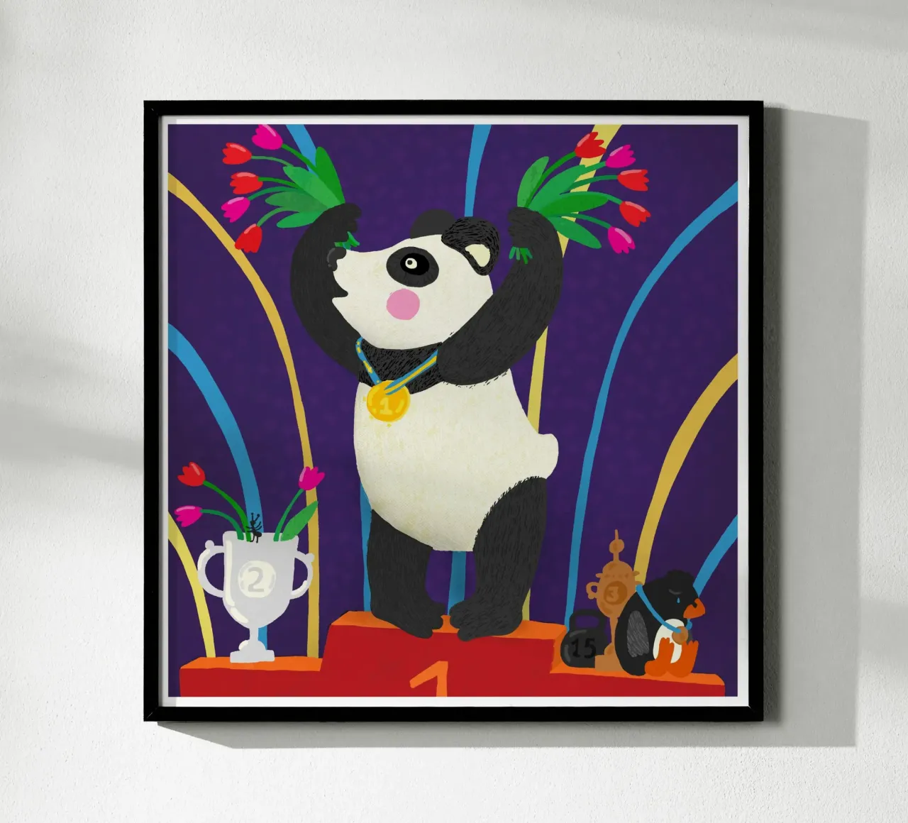 Forte come un orso poster con telaio in legno da Lidia Blomgren