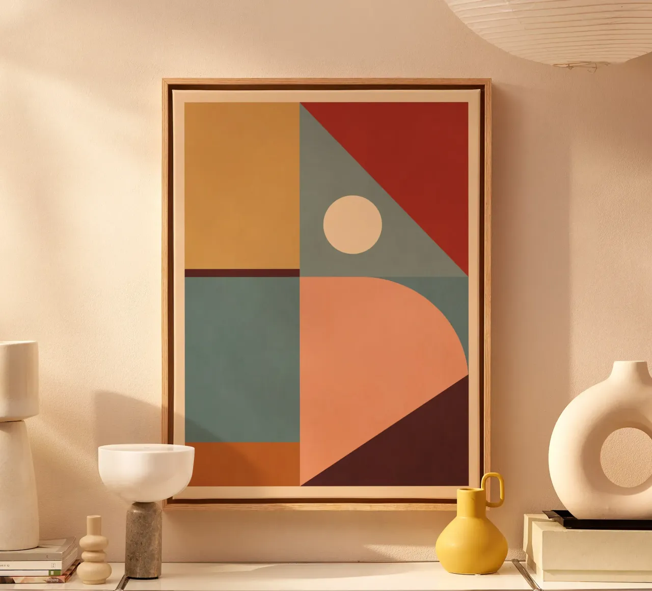 Abstract Geometric Shapes 42 canvas with Floater frame by Gaite