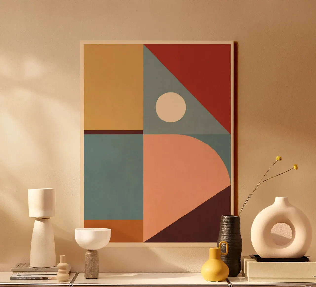Abstract Geometric Shapes 42 canvas with Floater frame by Gaite