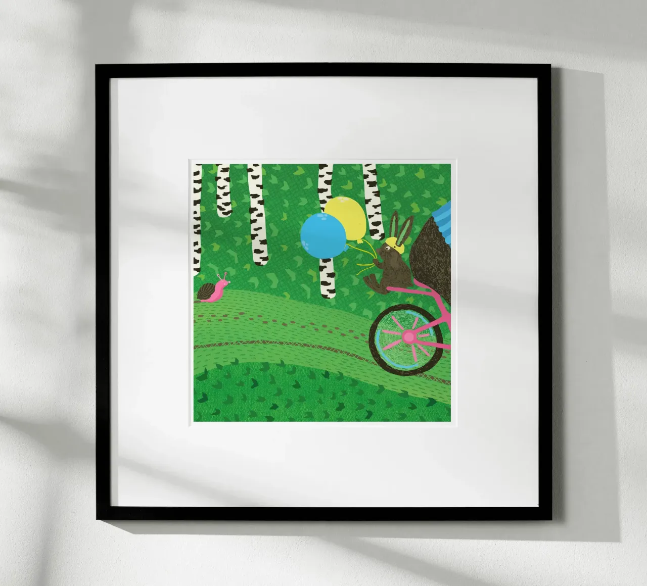 Lento come una lumaca poster con telaio in legno da Lidia Blomgren