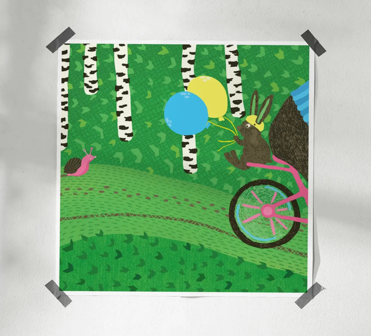 Lento come una lumaca poster con telaio in legno da Lidia Blomgren