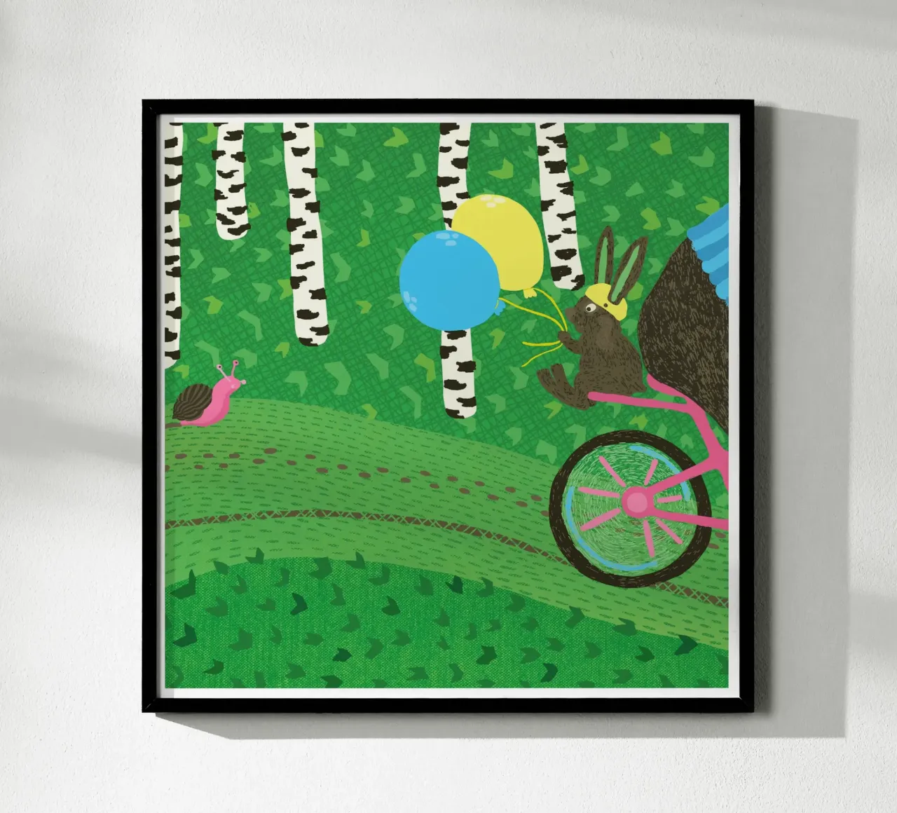 Lento come una lumaca poster con telaio in legno da Lidia Blomgren