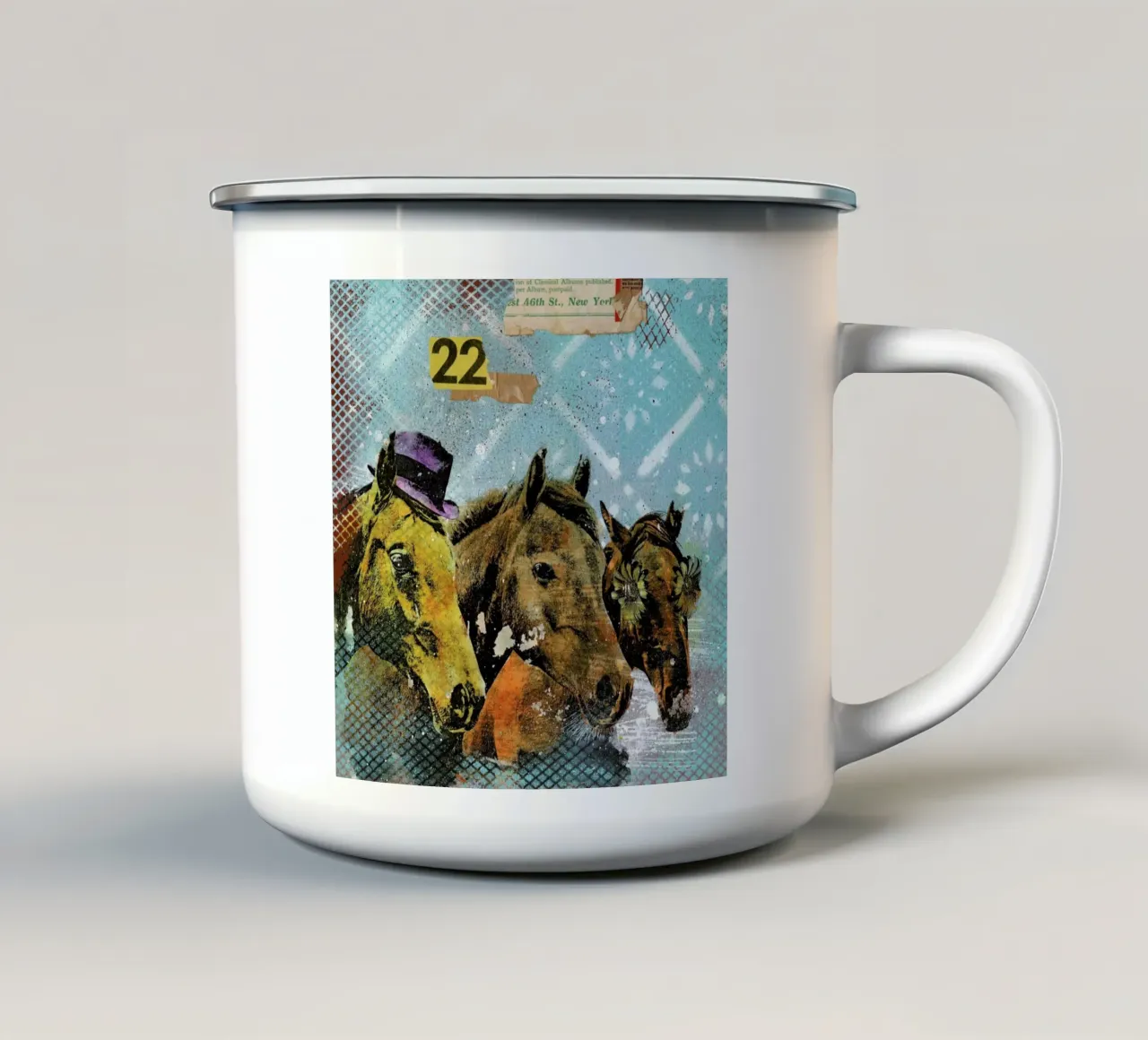 Horses 22 tazza in smalto da Tameo