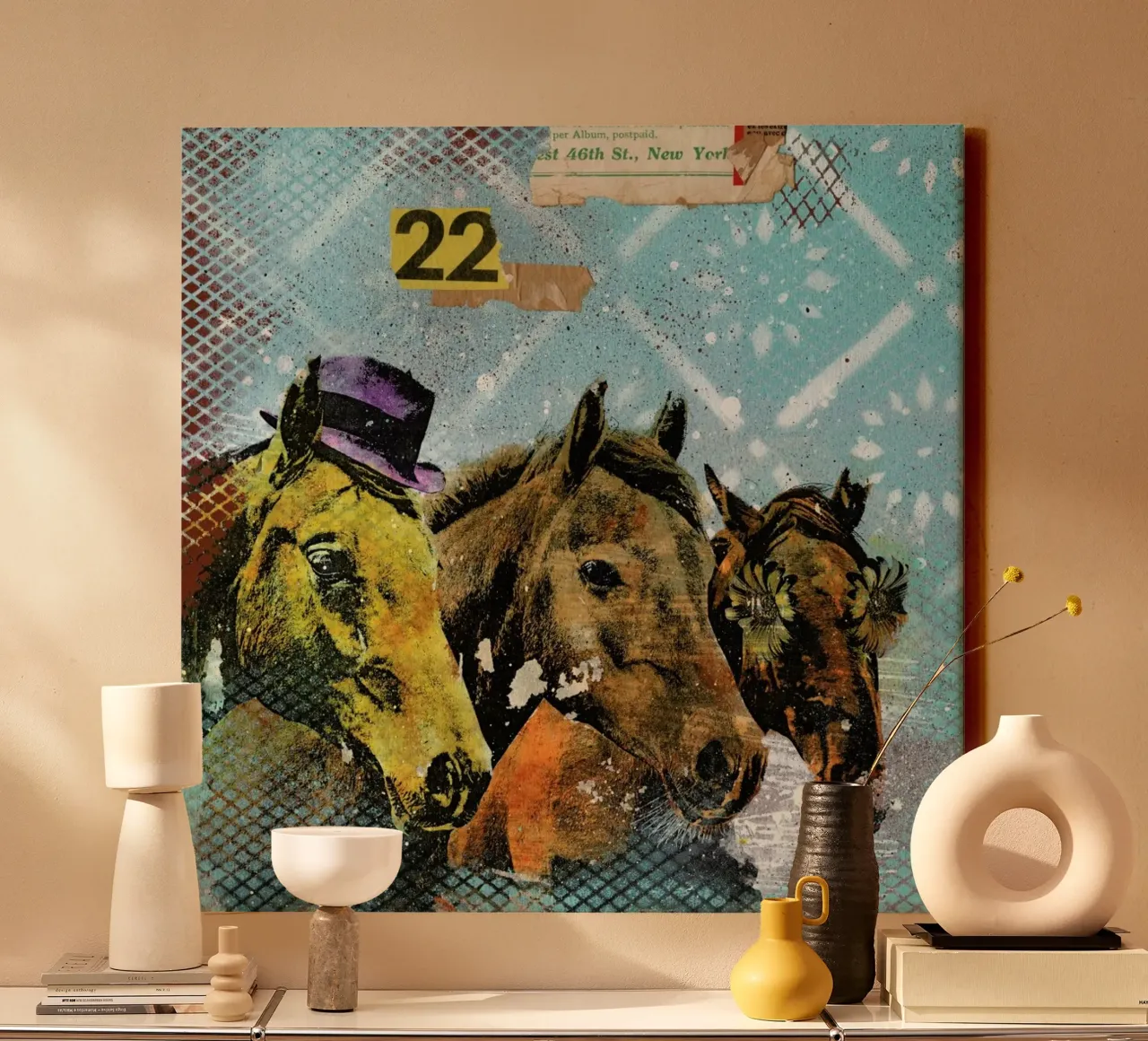 Horses 22 tela con Cornice a cassetta da Tameo