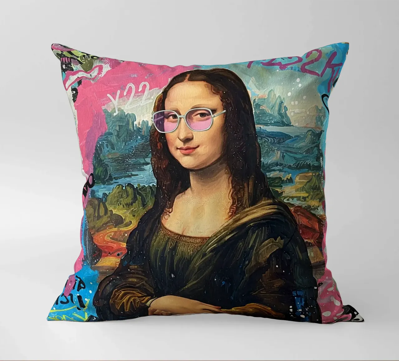 🎨✨ Monna Lisa Remix: Festeggia l'anno 2000 con i collage✨🎨🎨 cuscino da Eni Brandon