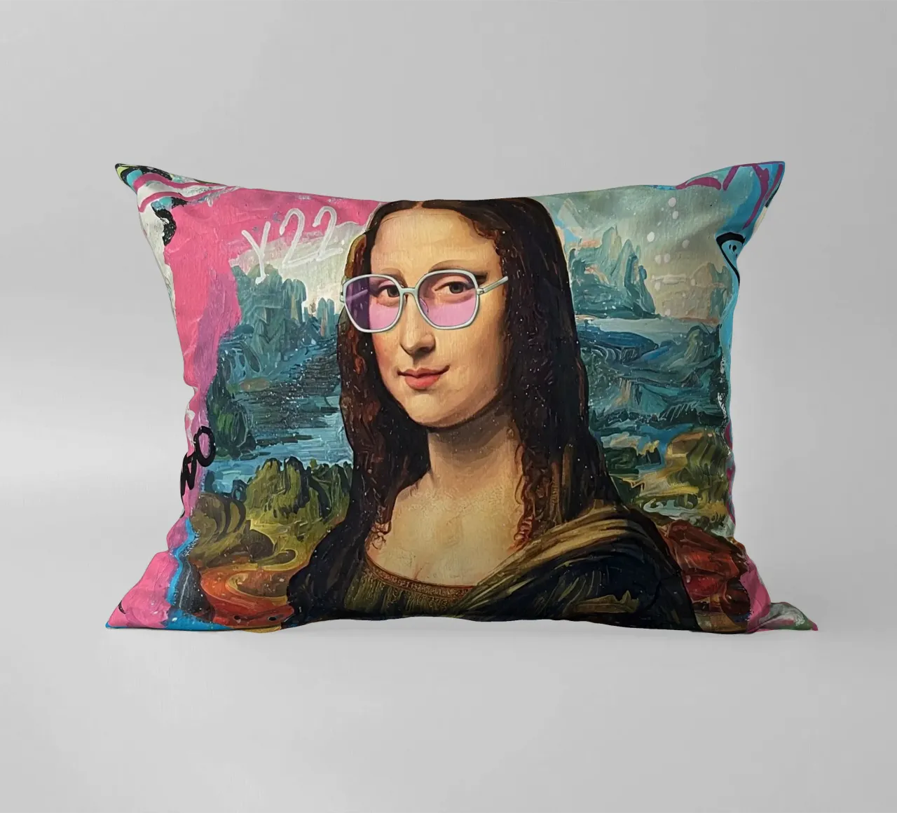 🎨✨ Monna Lisa Remix: Festeggia l'anno 2000 con i collage✨🎨🎨 cuscino da Eni Brandon