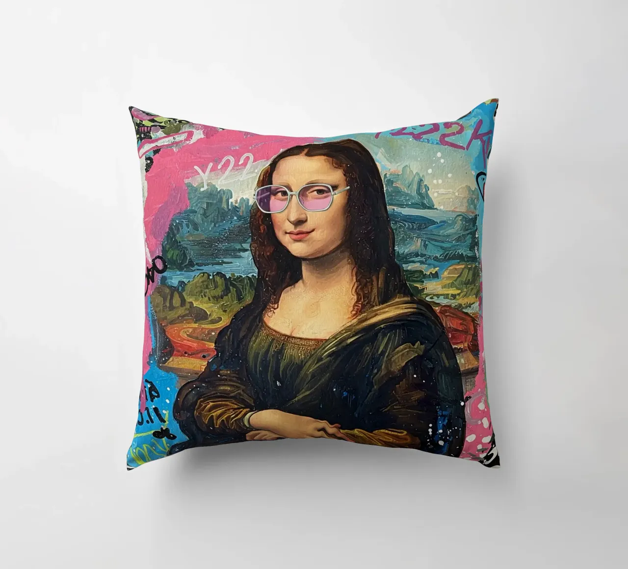 🎨✨ Monna Lisa Remix: Festeggia l'anno 2000 con i collage✨🎨🎨 cuscino da Eni Brandon