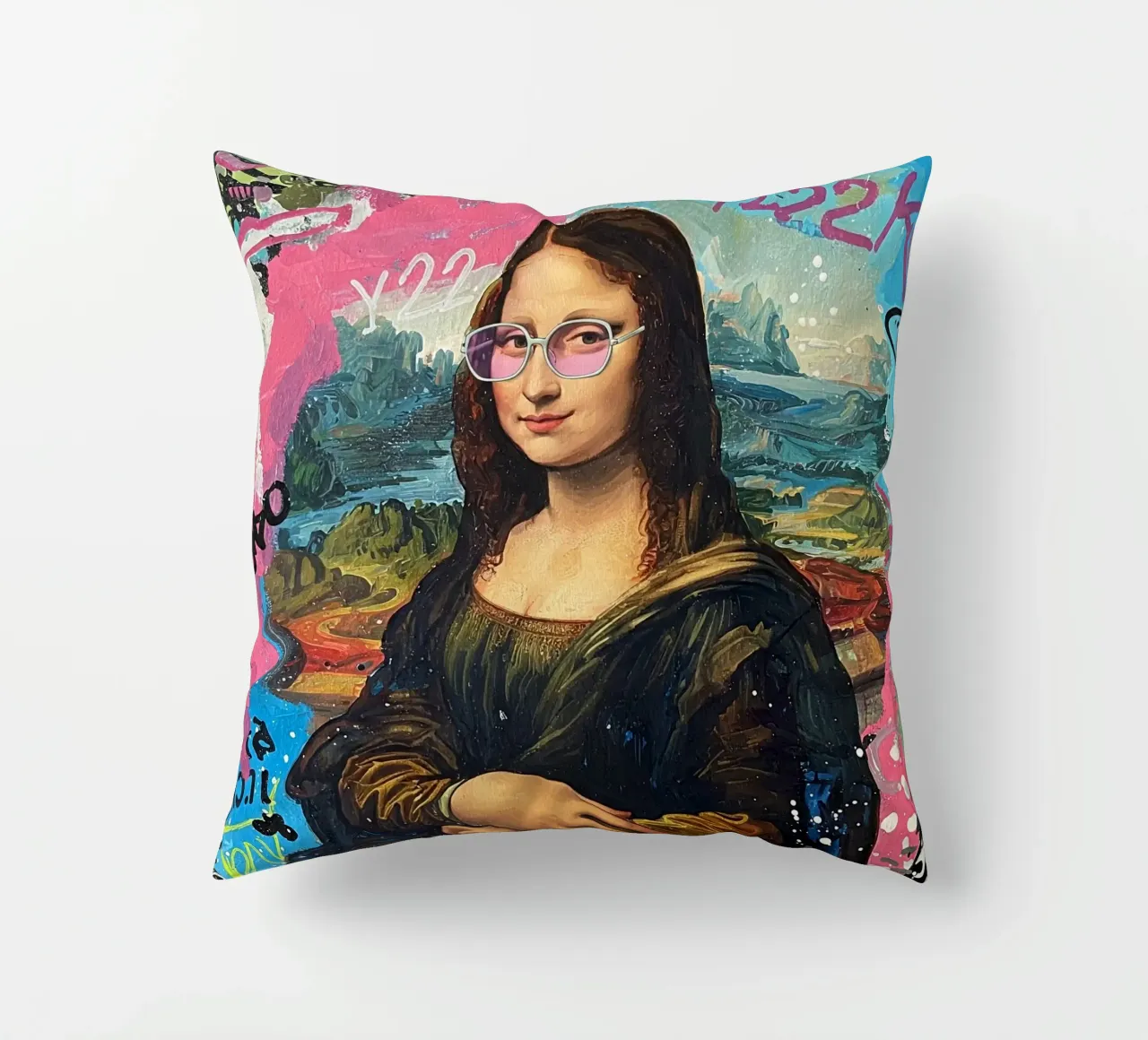 🎨✨ Monna Lisa Remix: Festeggia l'anno 2000 con i collage✨🎨🎨 cuscino da Eni Brandon