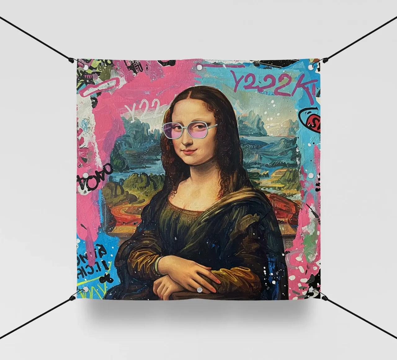 🎨✨ Monna Lisa Remix: Festeggia l'anno 2000 con i collage✨🎨🎨 telo in pvc da Eni Brandon