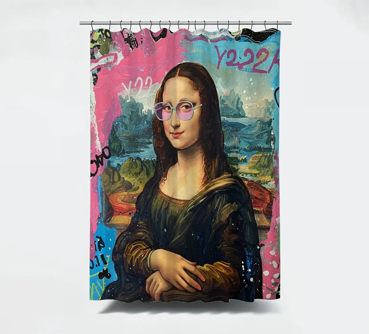 🎨✨ Monna Lisa Remix: Festeggia l'anno 2000 con i collage✨🎨🎨 tenda da doccia da Eni Brandon