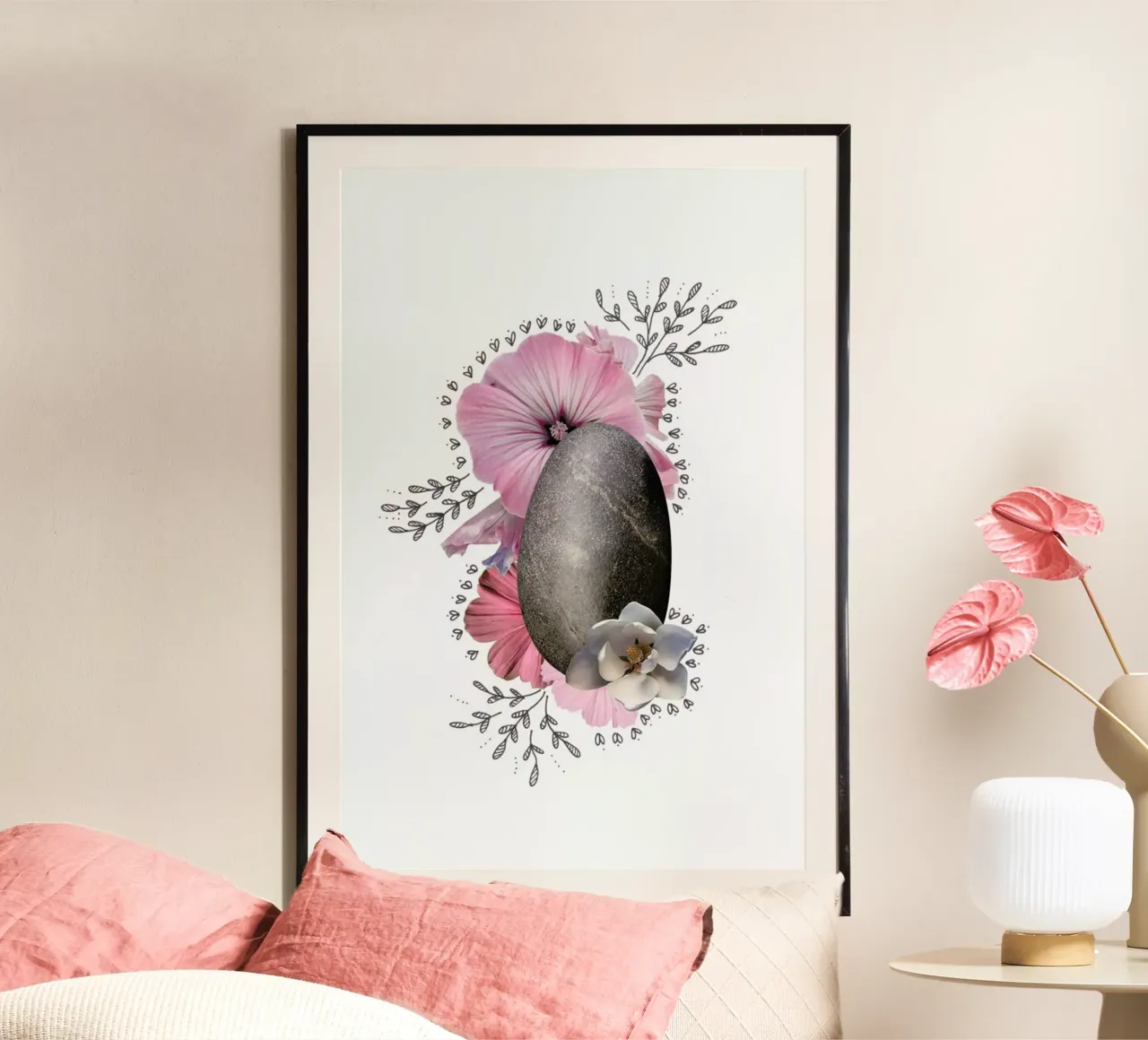 Rock Collage poster con telaio in alluminio da Miles of Light