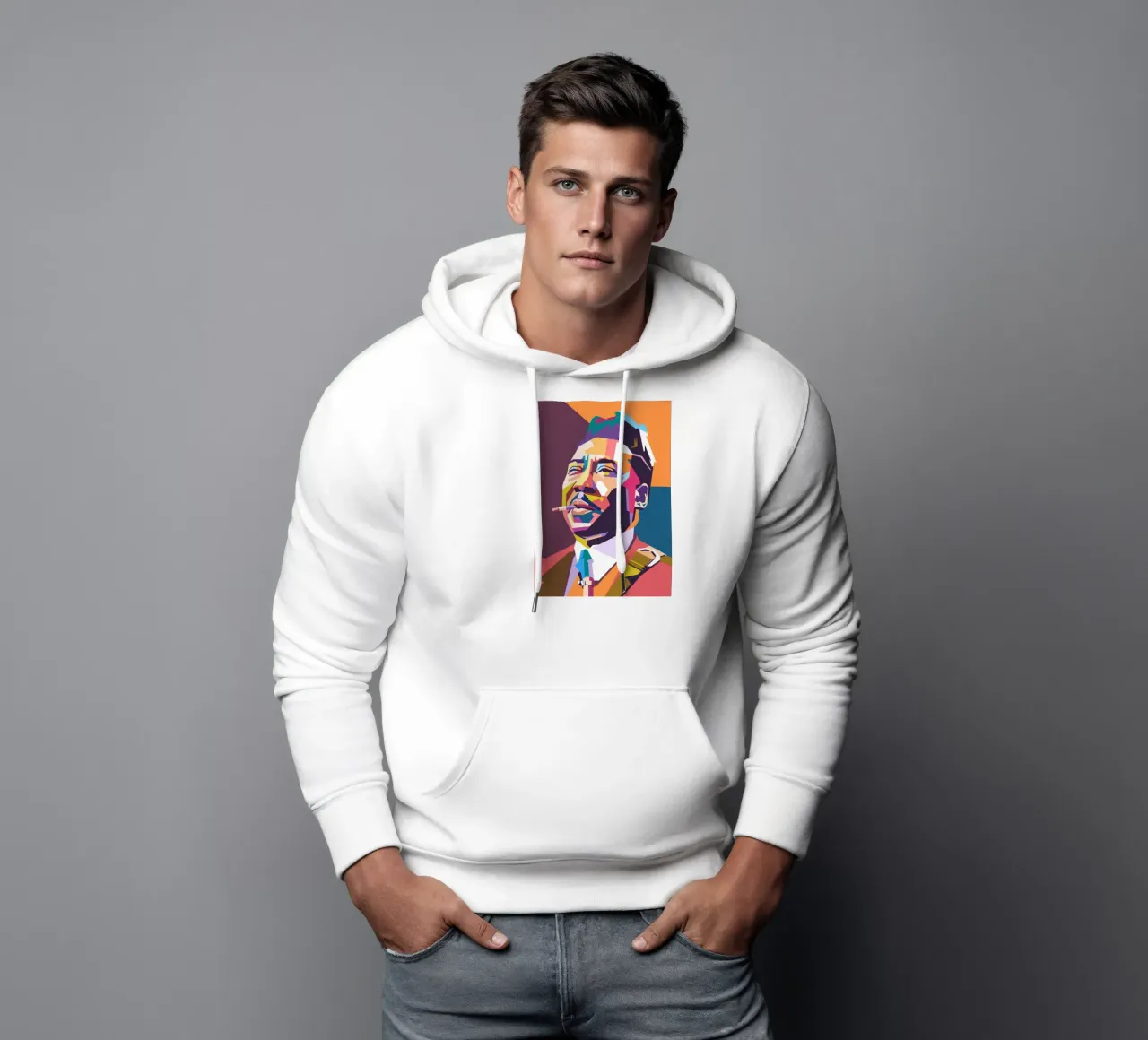 Ritratto pop art di Mudy Waters felpa con cappuccio da Hantamrata