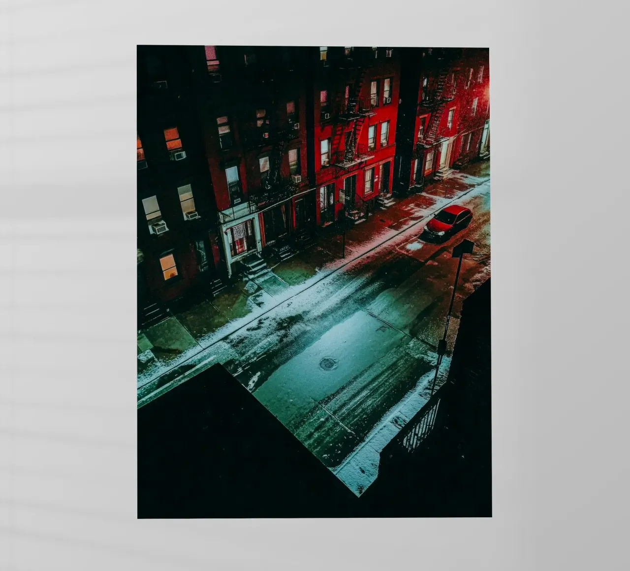 New York, solitaria di notte nella neve pellicola backlit da By Night