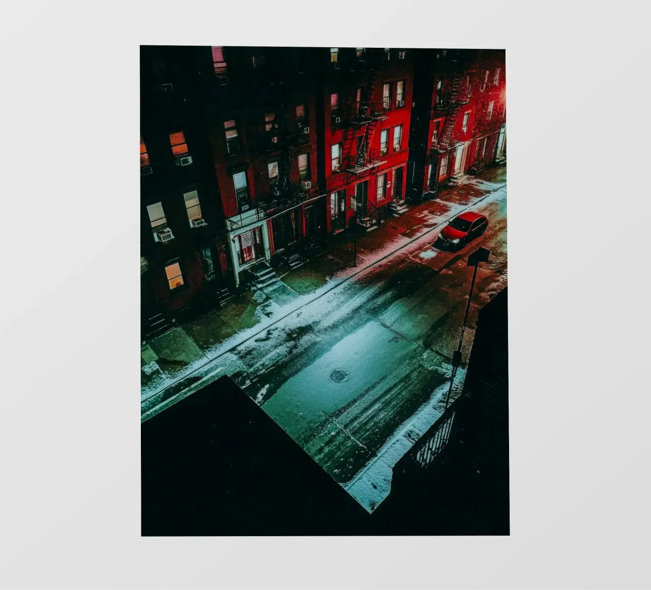 New York, solitaria di notte nella neve pellicola backlit da By Night