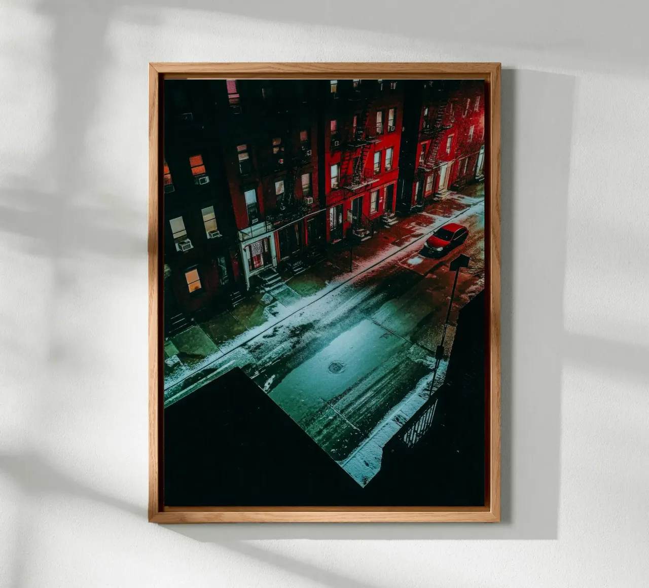 New York, solitaria di notte nella neve alluminio dibond da By Night