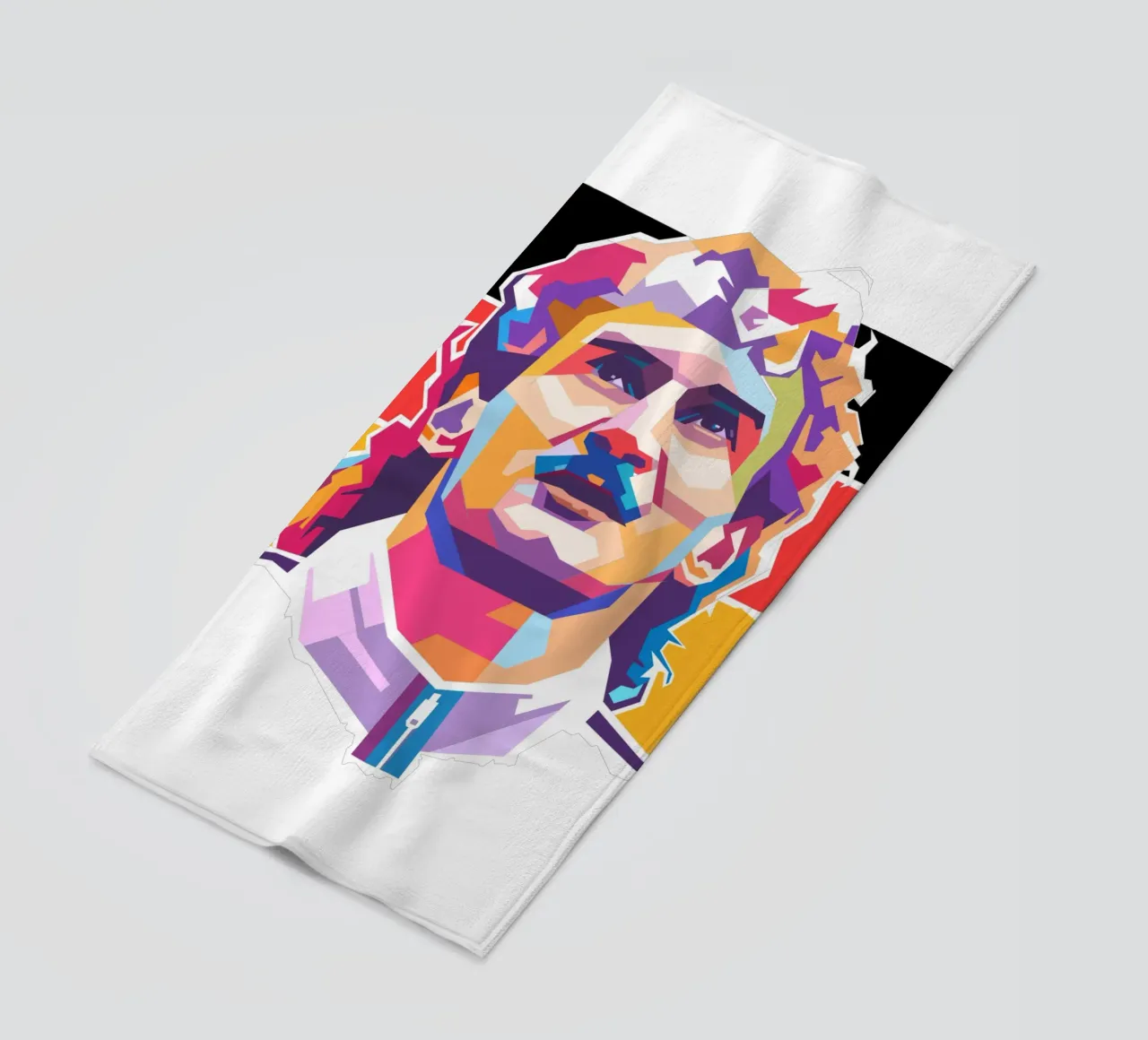 Ritratto pop art di Rudy Voler telo mare da Hantamrata