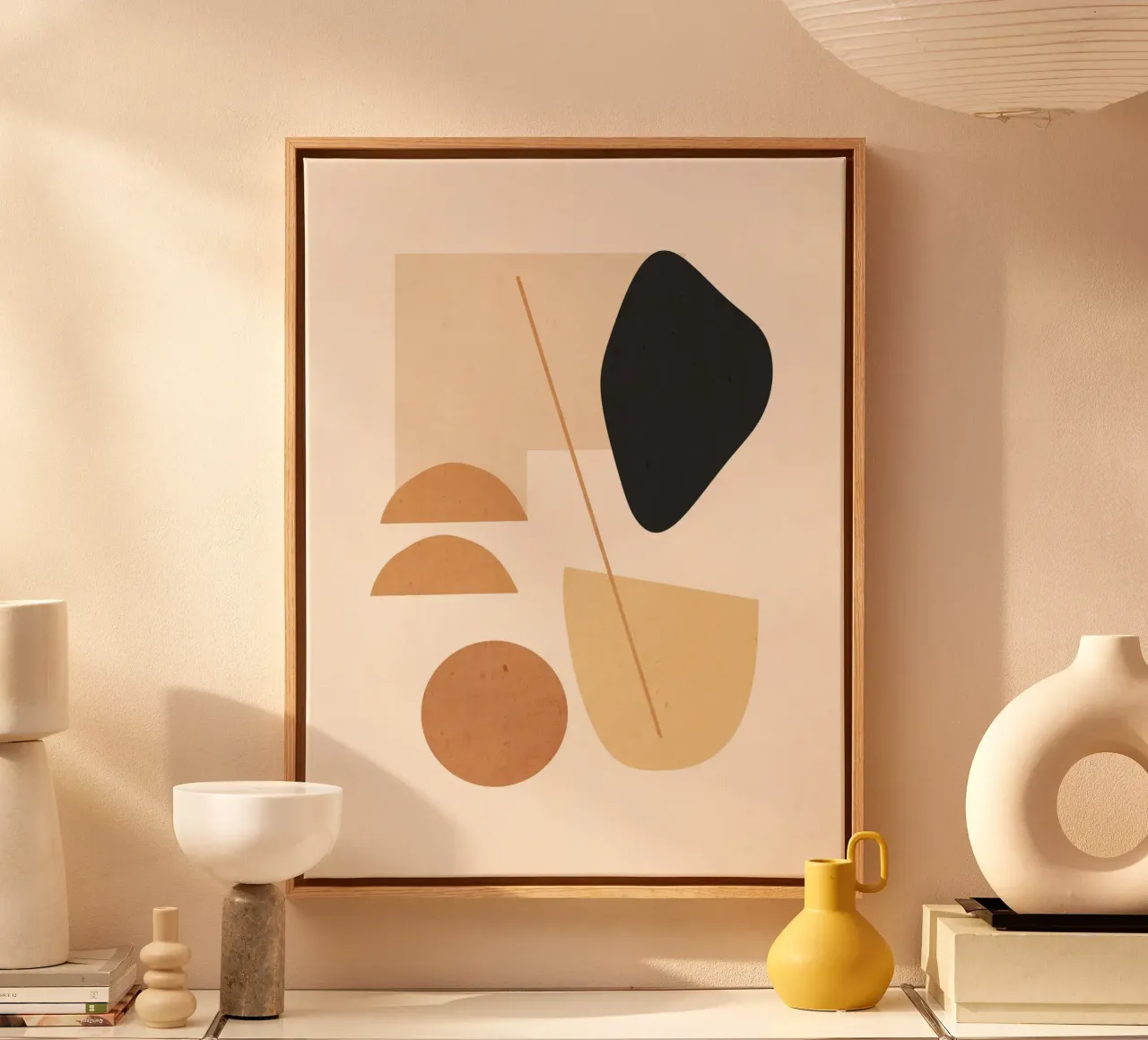 Abstract Art Shapes 022 canvas with Floater frame by ThingDesign