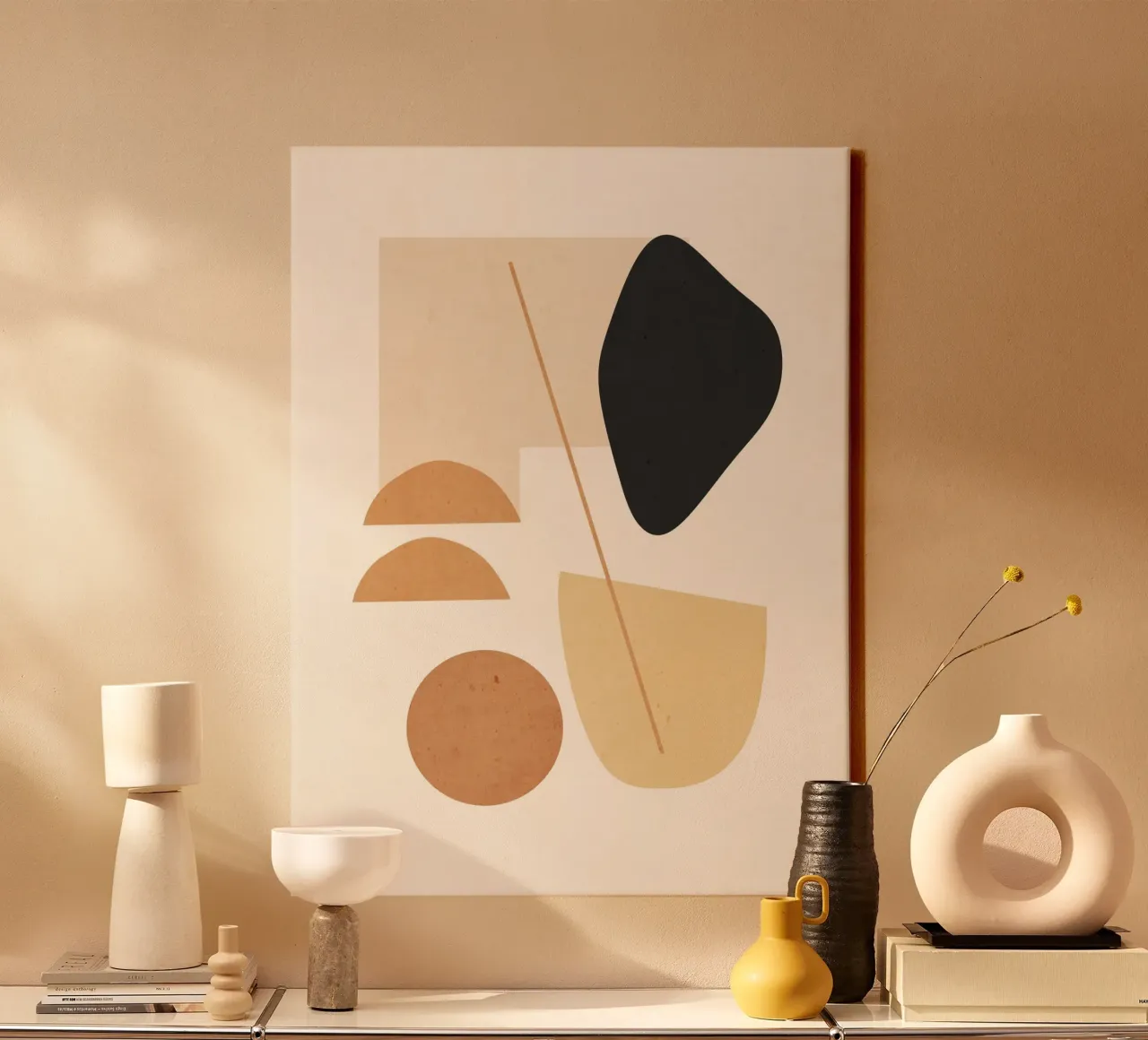 Abstract Art Shapes 022 canvas with Floater frame by ThingDesign