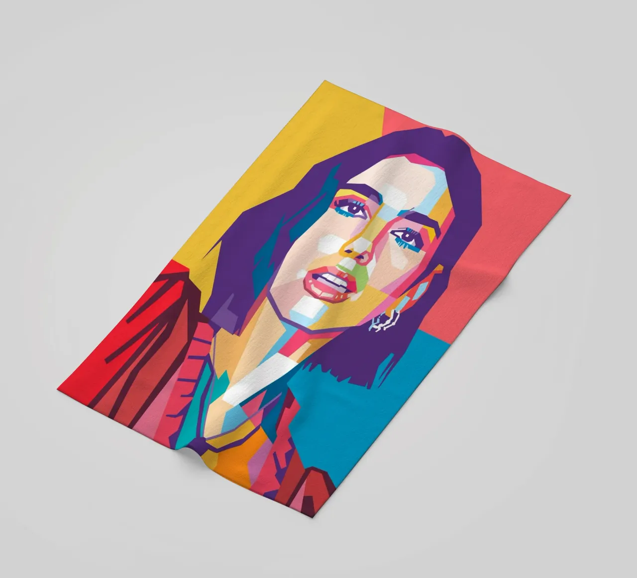 Dua Lipa pop art portrait beach towel by Hantamrata