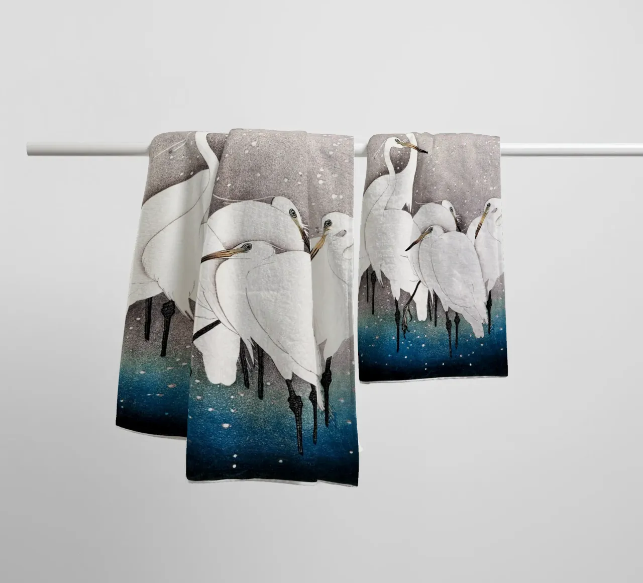 Ohara Koson - Groupe d'aigrettes serviette de bain de Old Masters