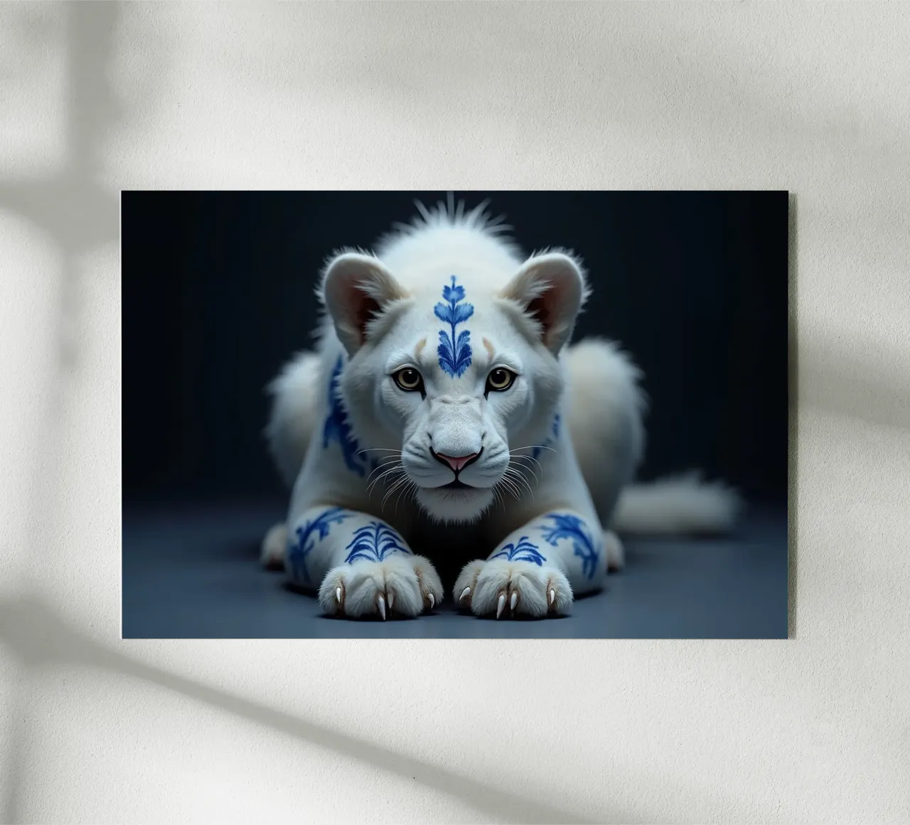 Striking Portrait of Delft Blue Baby Lion acrylic glass by Hai Maivory