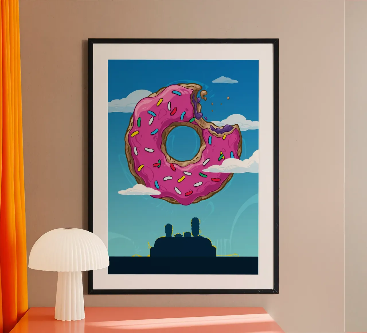 The Donut Family poster con telaio in legno da nabakumov