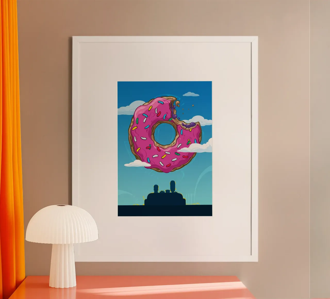 The Donut Family poster con telaio in legno da nabakumov