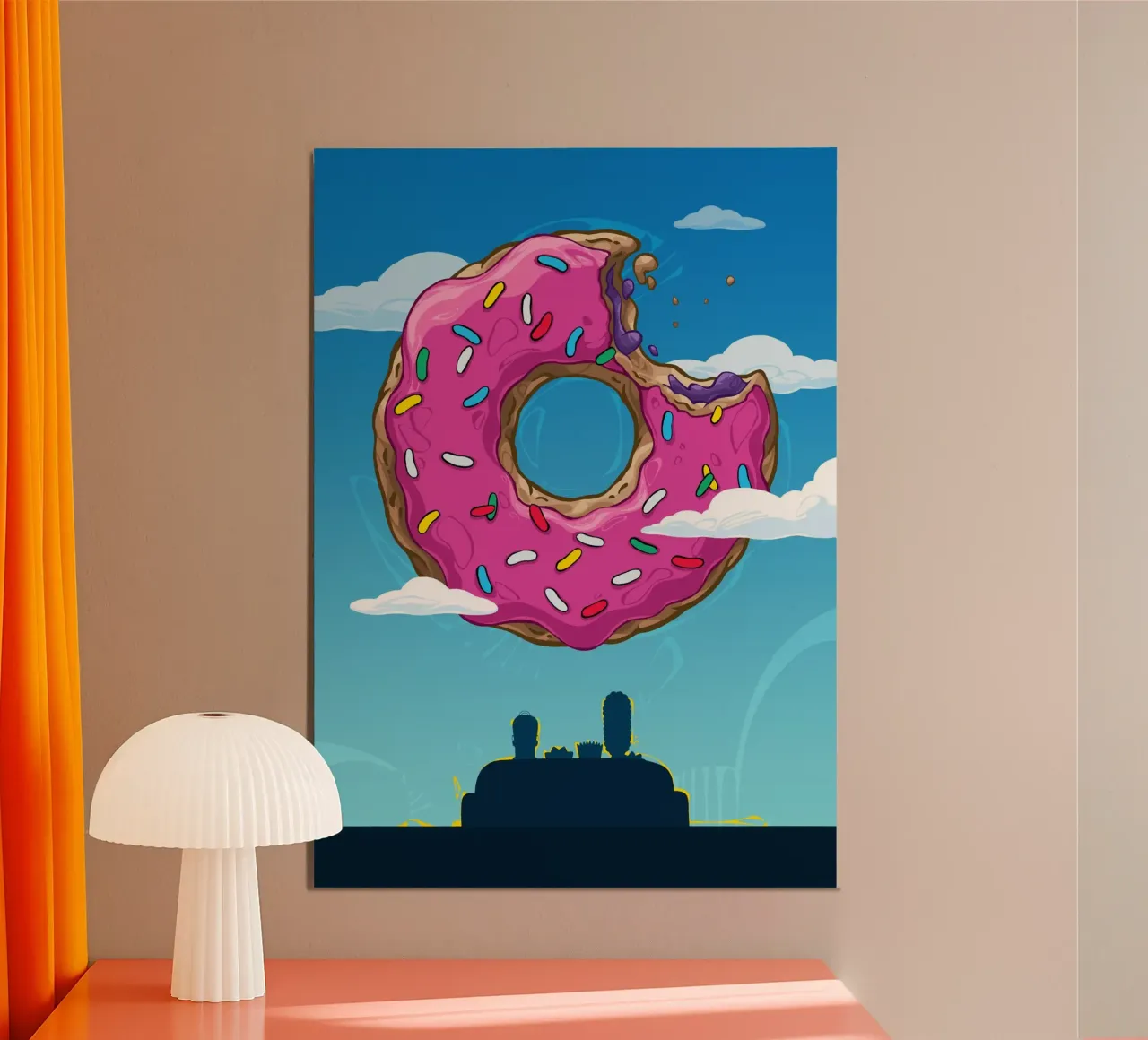 The Donut Family poster con telaio in legno da nabakumov