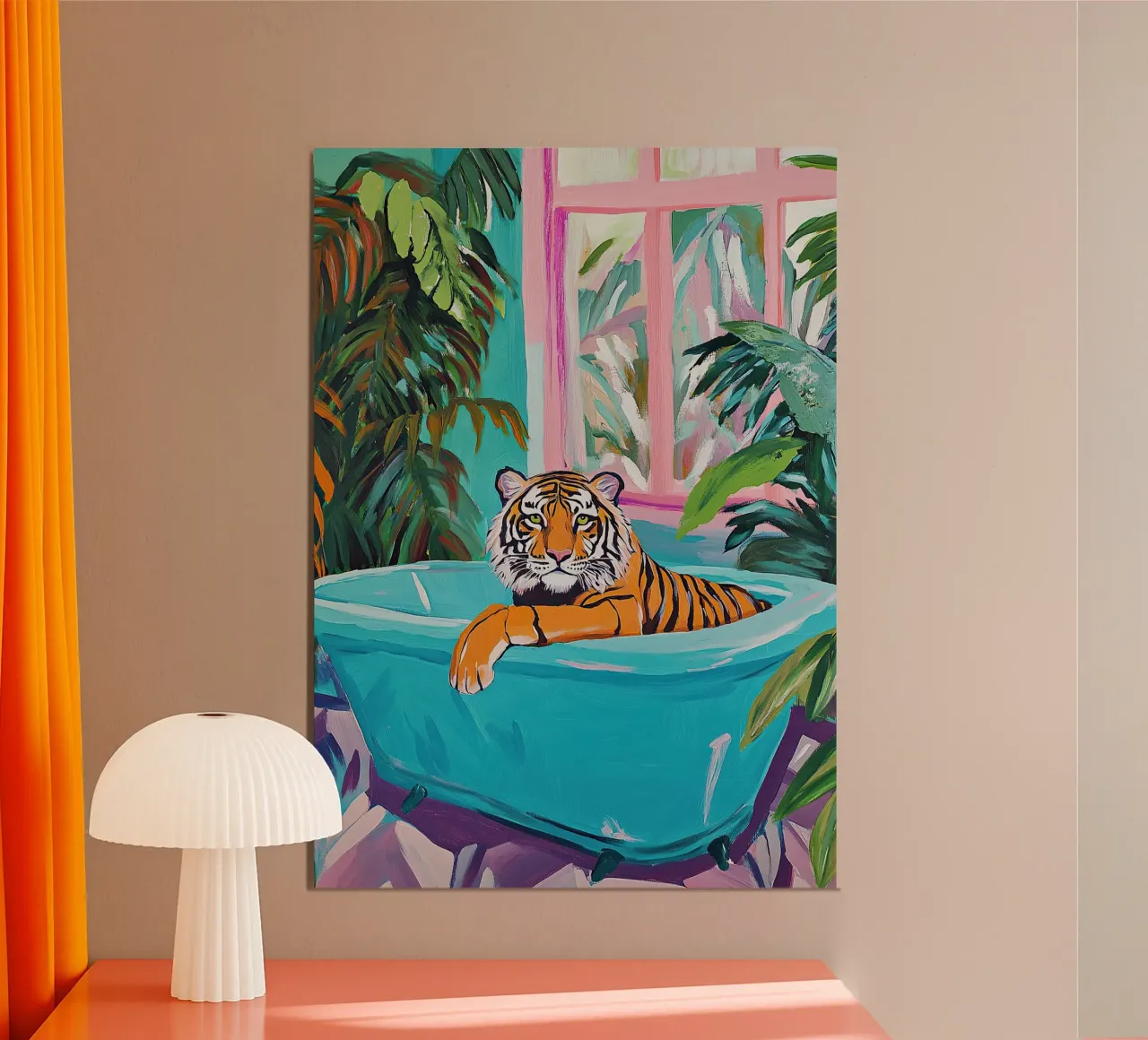 La tigre in bagno alluminio dibond da Nikis Art Studio