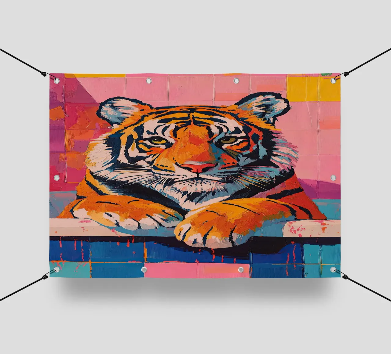 La tigre in bagno telo in pvc da Nikis Art Studio