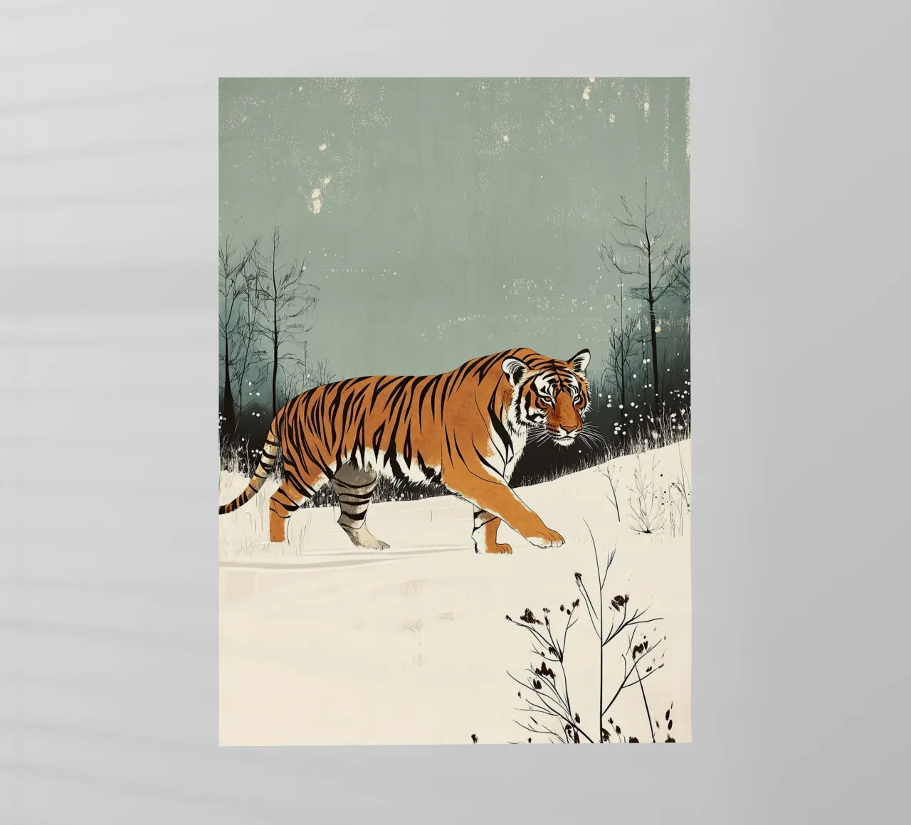 Tigre nella neve pellicola backlit da Nikis Art Studio