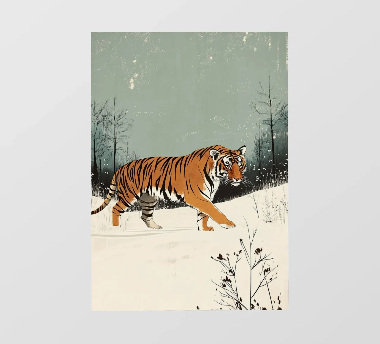 Tigre nella neve pellicola backlit da Nikis Art Studio