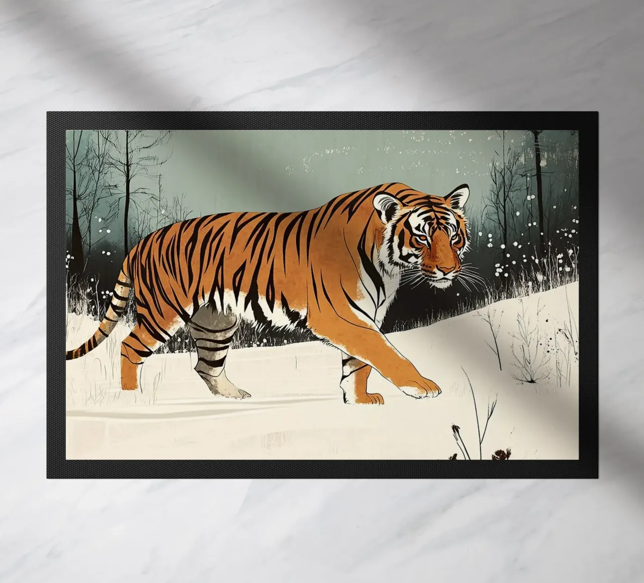 Tigre nella neve zerbino da Nikis Art Studio