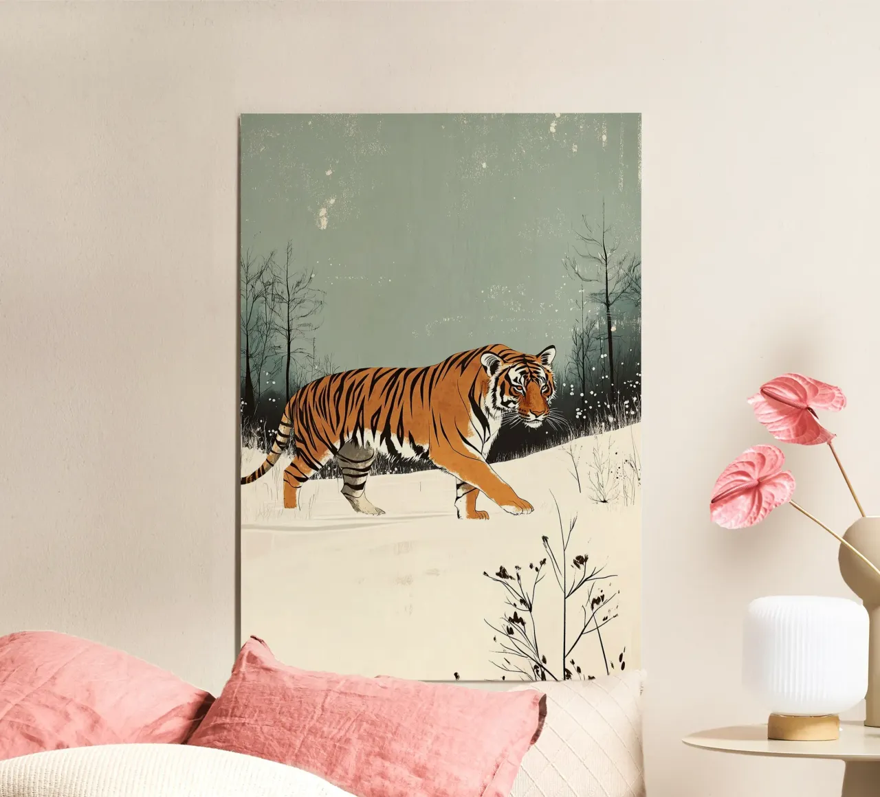 Tigre nella neve alluminio dibond da Nikis Art Studio