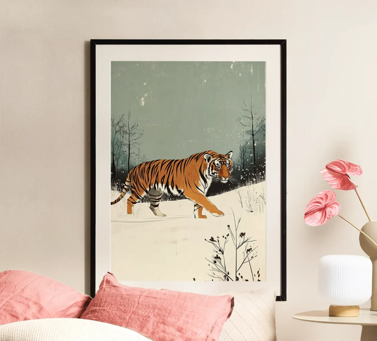 Tigre nella neve poster da Nikis Art Studio