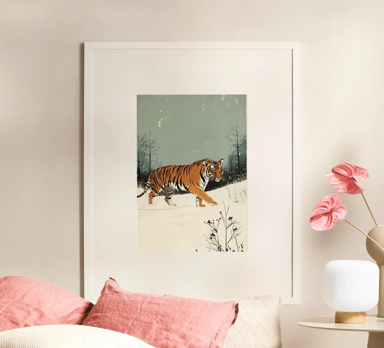 Tigre nella neve poster da Nikis Art Studio