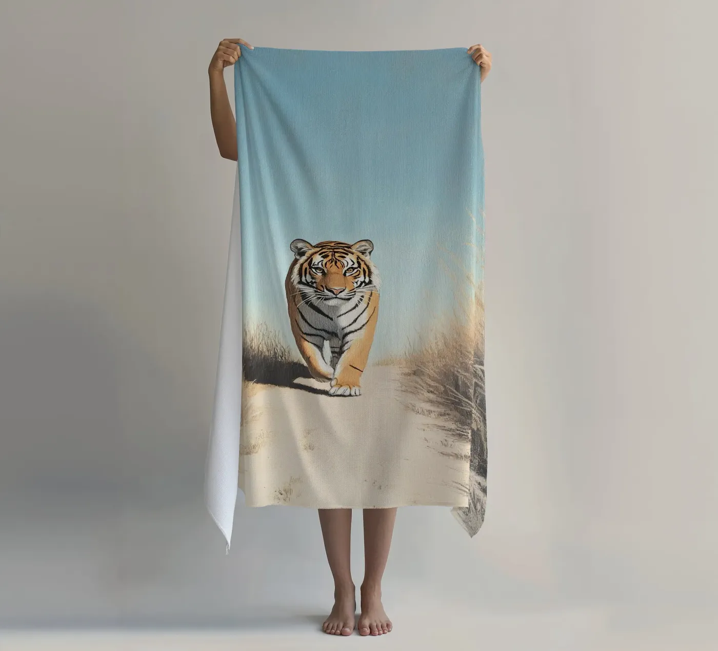 Tijger strandhanddoek van Nikis Art Studio