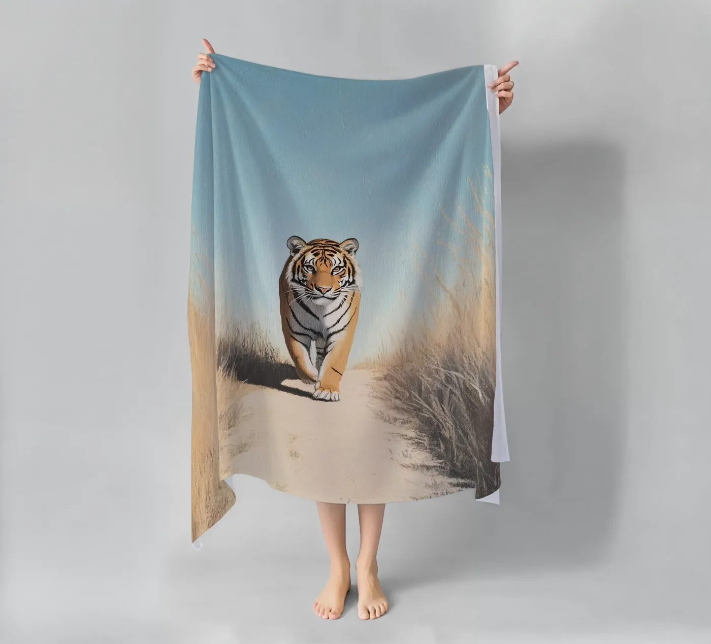 Tijger strandhanddoek van Nikis Art Studio