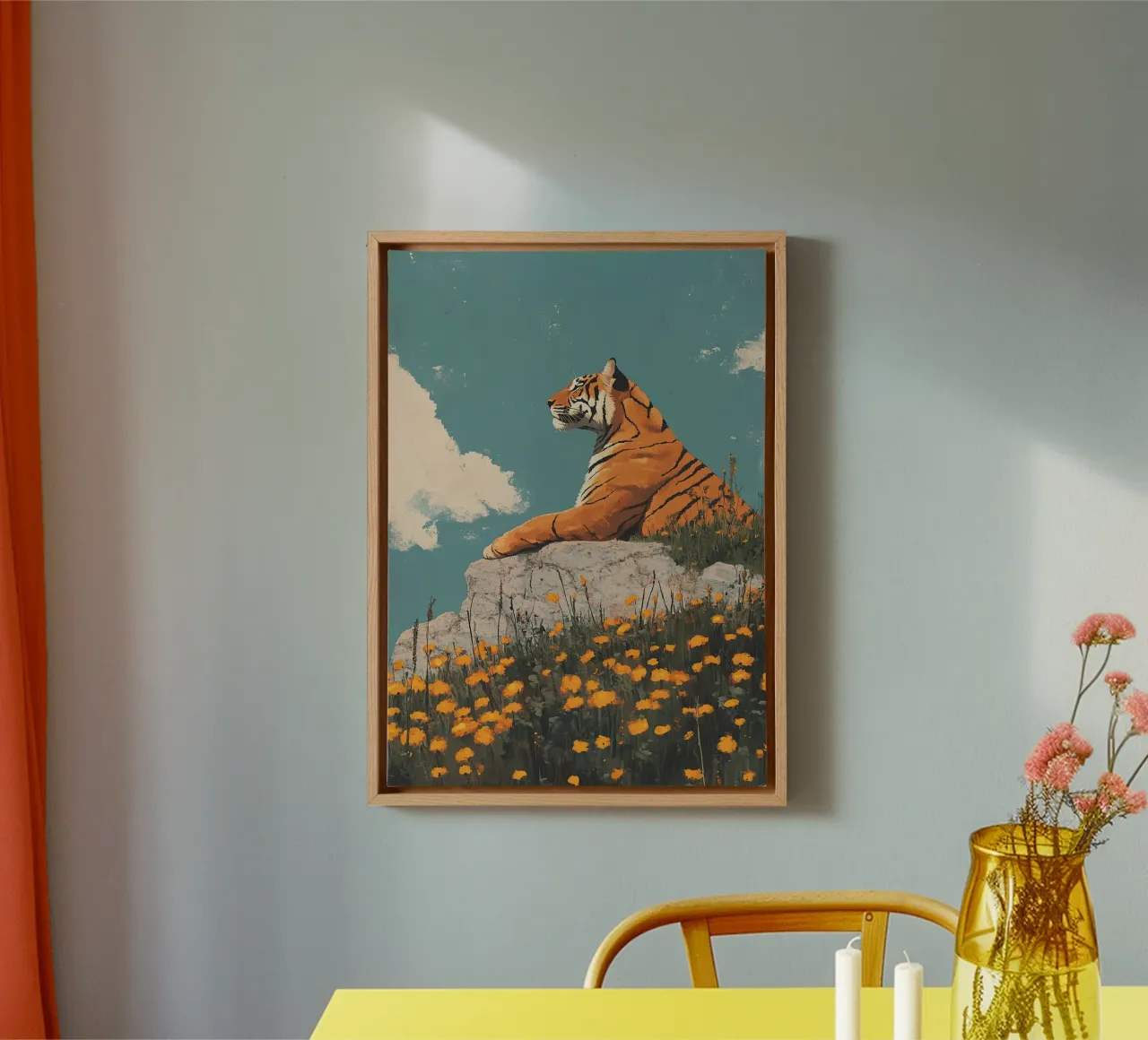 Tijger canvas met Baklijst van Nikis Art Studio