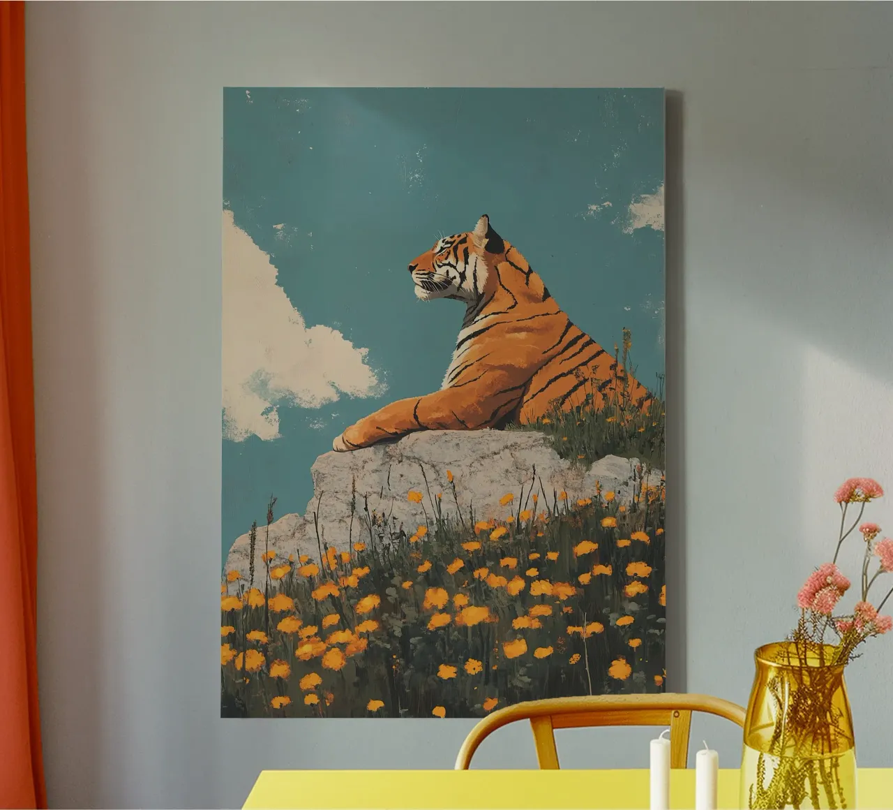 Tijger canvas met Baklijst van Nikis Art Studio