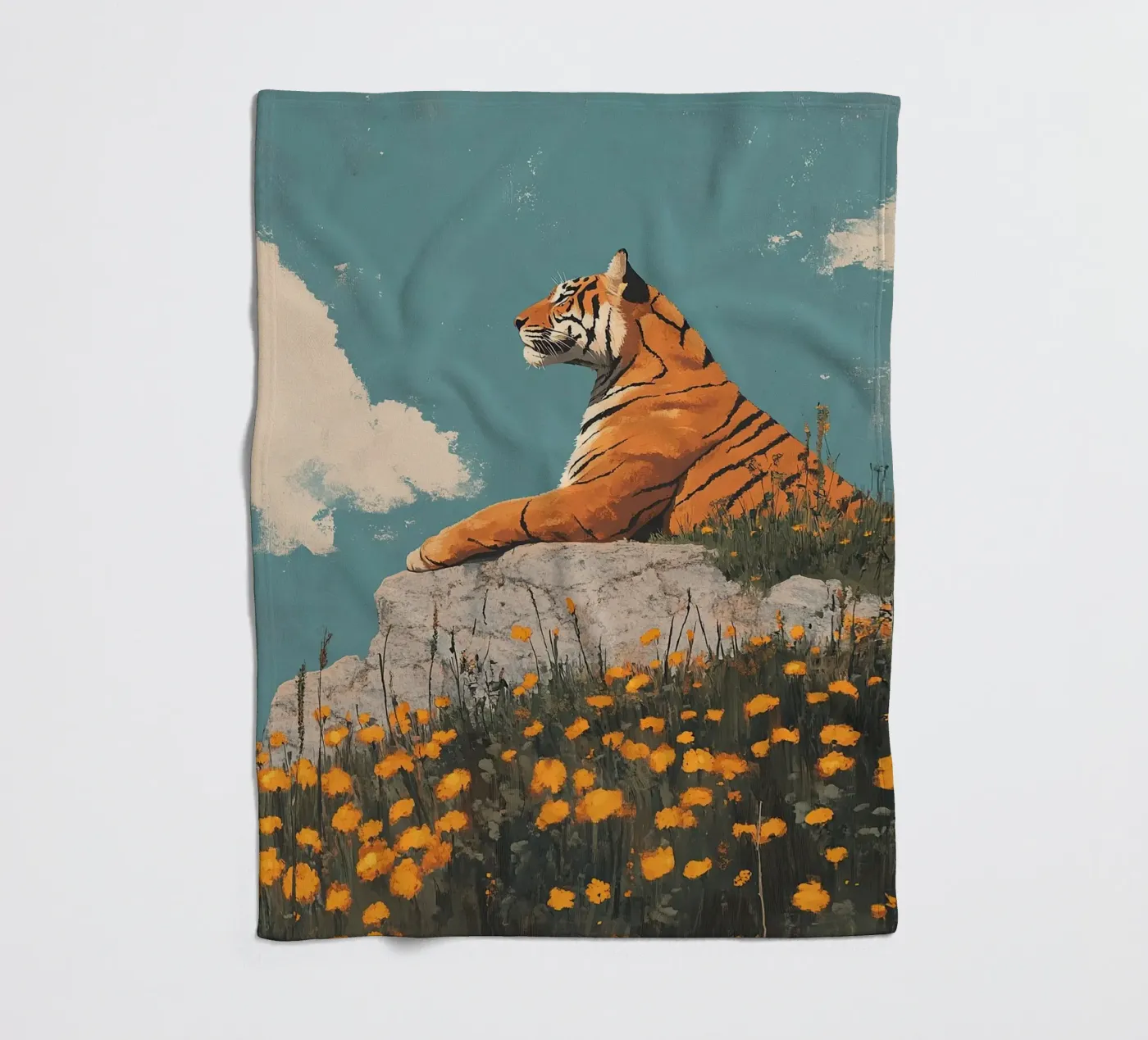 Tiger fleece blanket by Nikis Art Studio