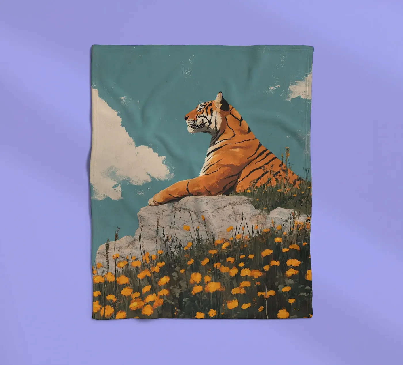 Tiger fleece blanket by Nikis Art Studio