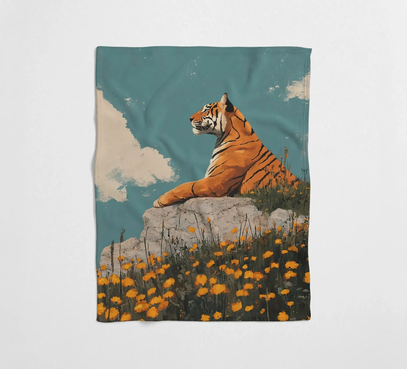 Tiger fleece blanket by Nikis Art Studio