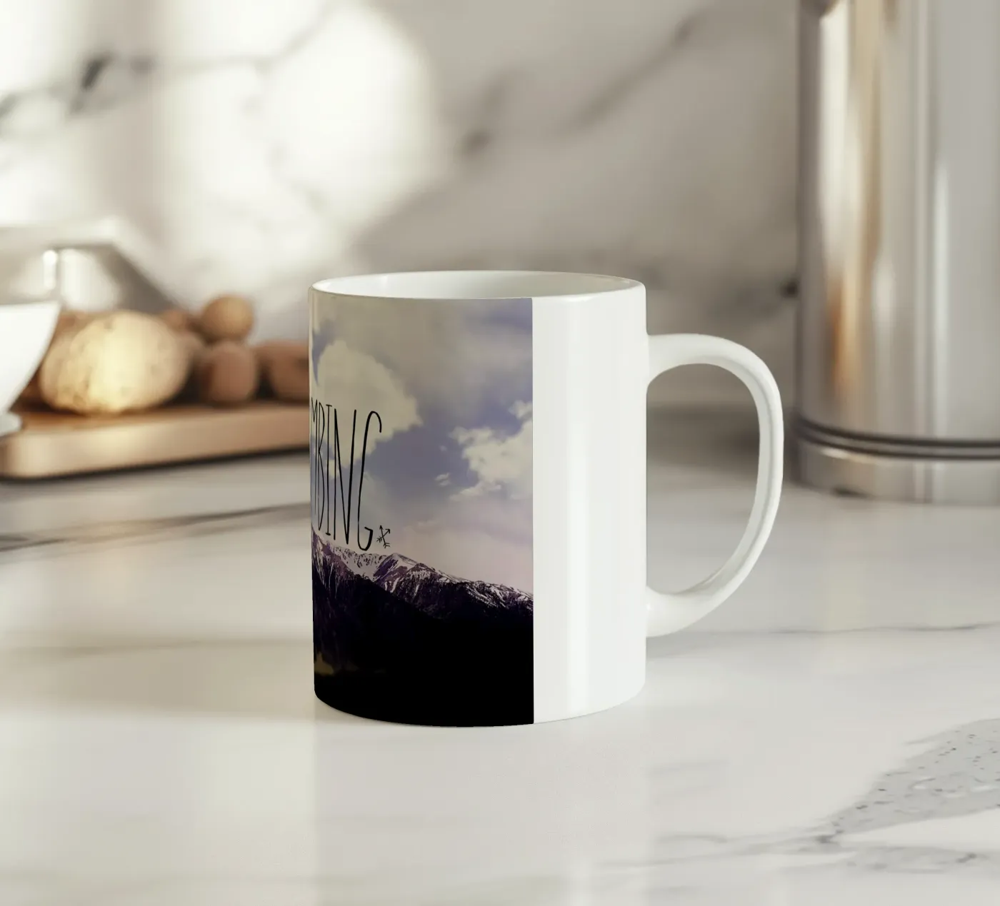 Keep climbing ceramic mug by Leah Flores