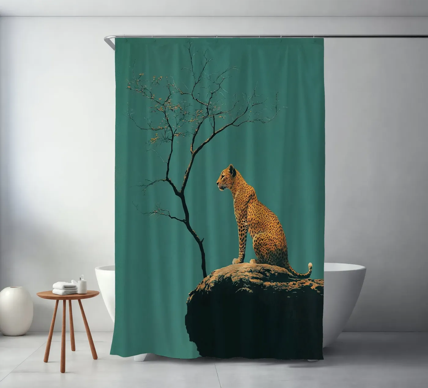 Leopard Duschvorhang von Nikis Art Studio