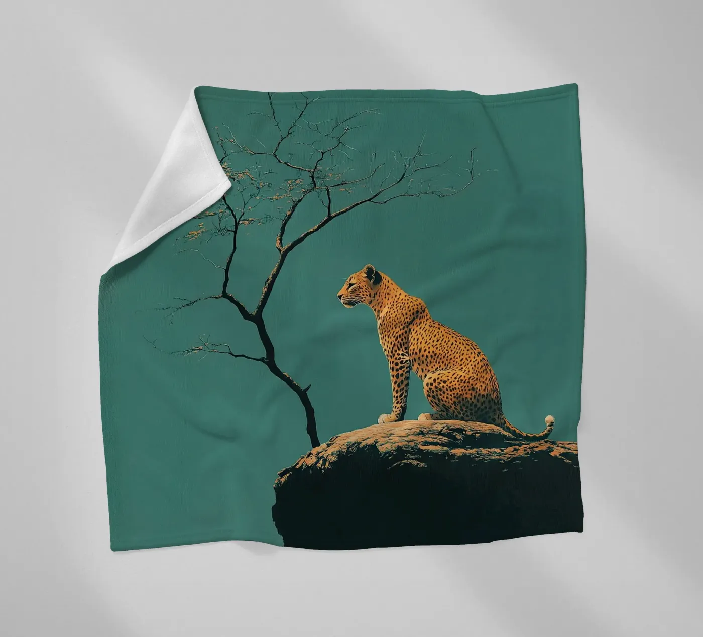Leopard fleece blanket by Nikis Art Studio