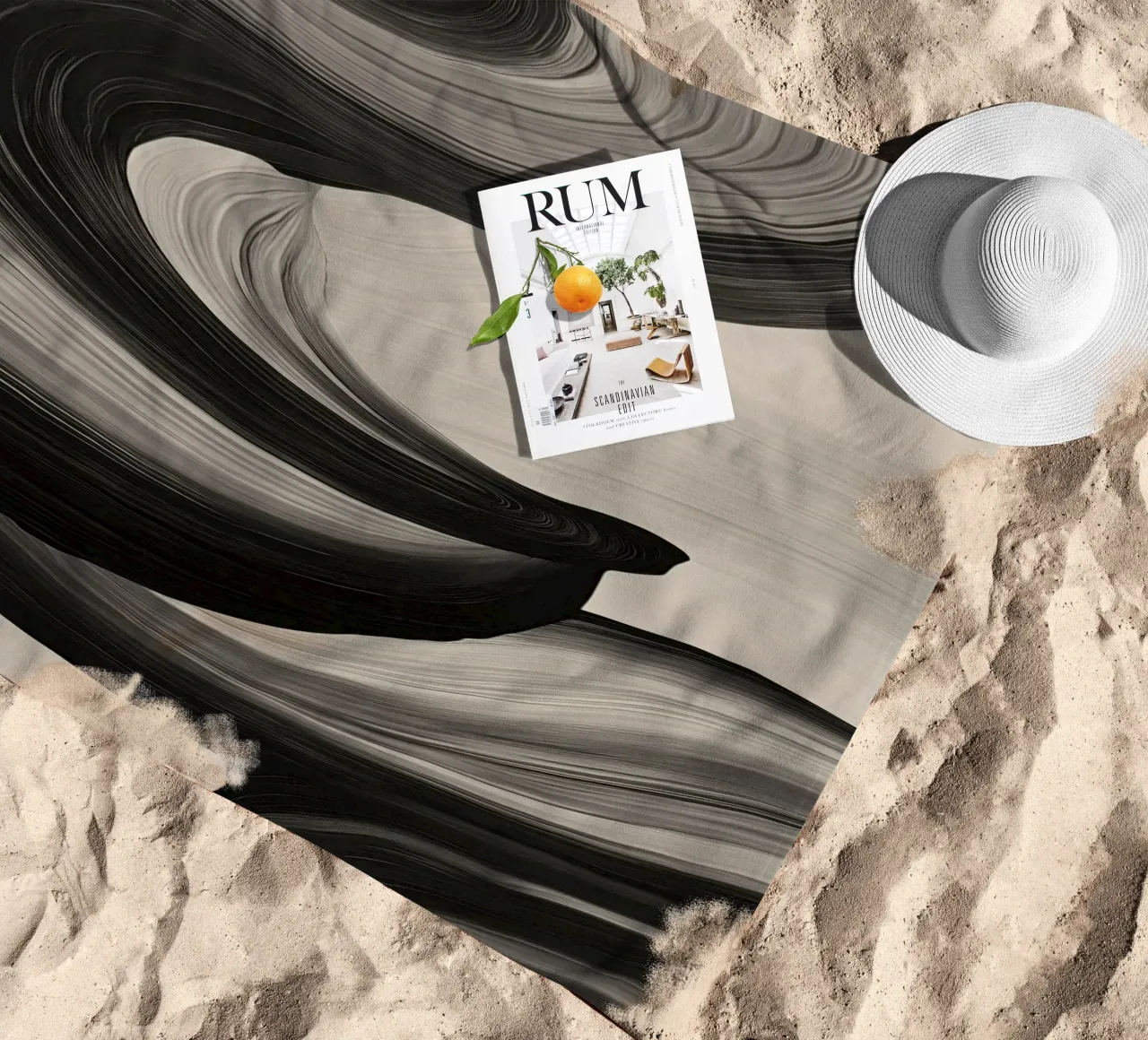 Arte monocromatica a vortice telo mare da Melloi Art Print
