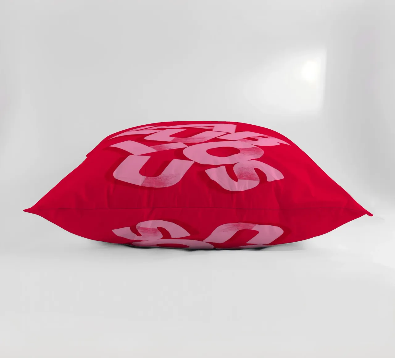Fabulous Pink Typography on Red Background decorative cushion by showmemars