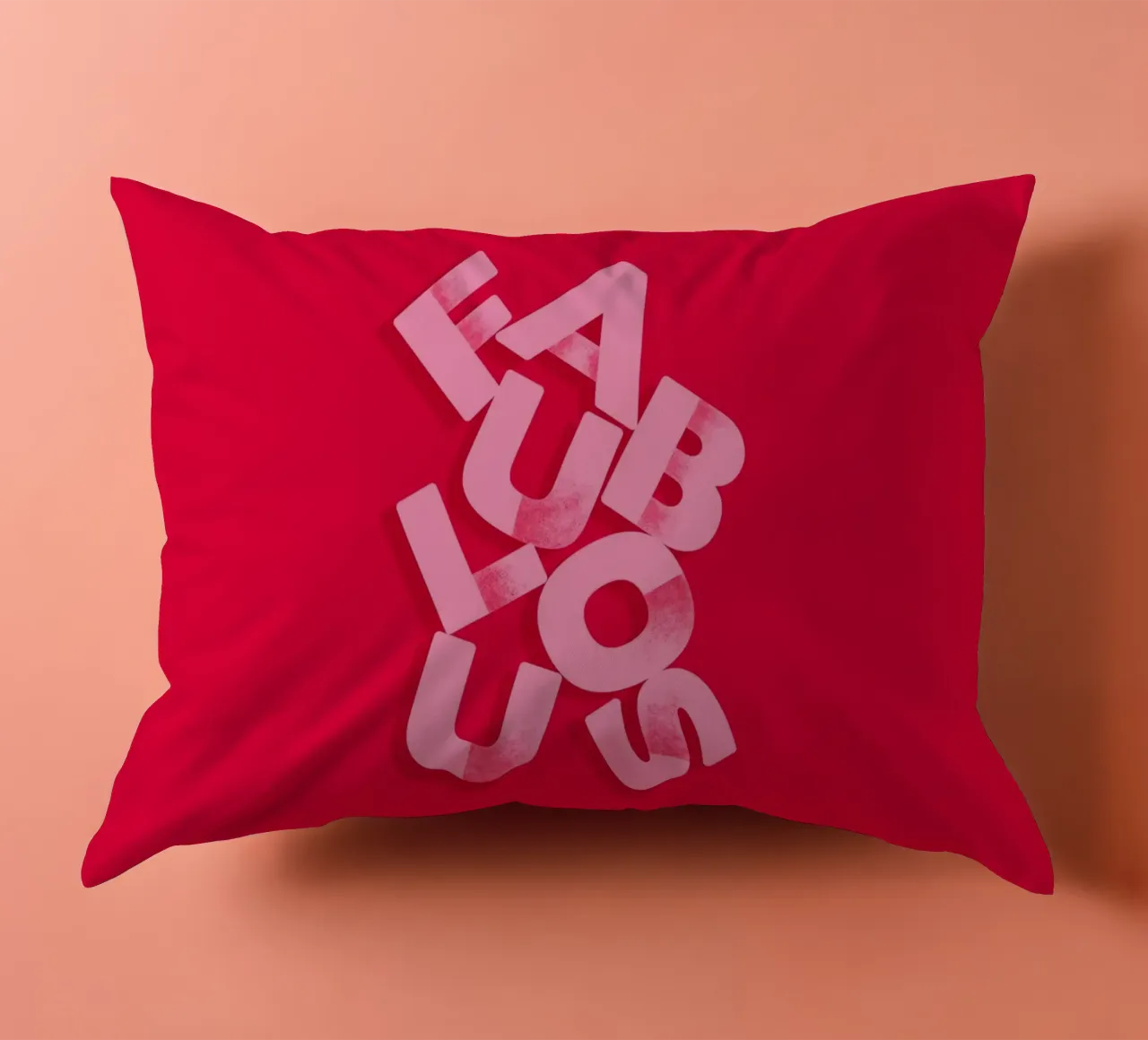 Fabulous Pink Typography on Red Background decorative cushion by showmemars